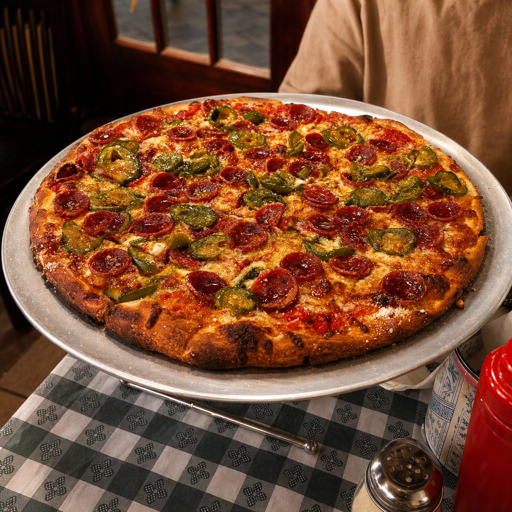 Tavern Hot Jawn Pizza.